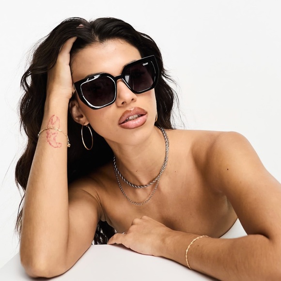 quay australia contured black square Polarized cat eye sunglasses eyewear NEW - Picture 5 of 6